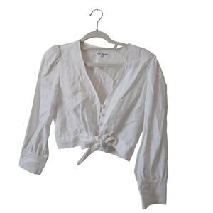 Reformation Linen Puff Sleeve Crop Top White Size 8 Minimalist Luxury Capsule
